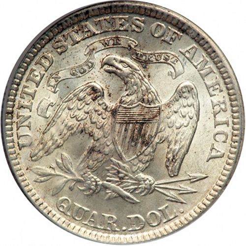 25 cent Reverse Image minted in UNITED STATES in 1875 (Seated Liberty - Arrows at date removed)  - The Coin Database