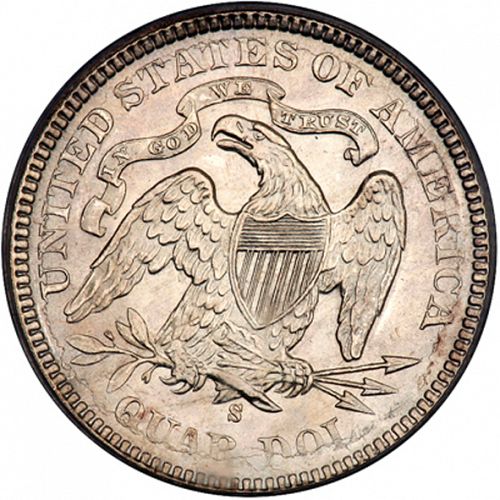 25 cent Reverse Image minted in UNITED STATES in 1876S (Seated Liberty - Arrows at date removed)  - The Coin Database