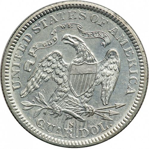 25 cent Reverse Image minted in UNITED STATES in 1877S (Seated Liberty - Arrows at date removed)  - The Coin Database