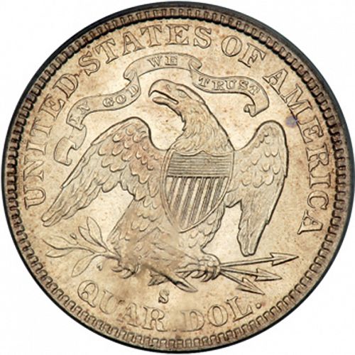 25 cent Reverse Image minted in UNITED STATES in 1891S (Seated Liberty - Arrows at date removed)  - The Coin Database