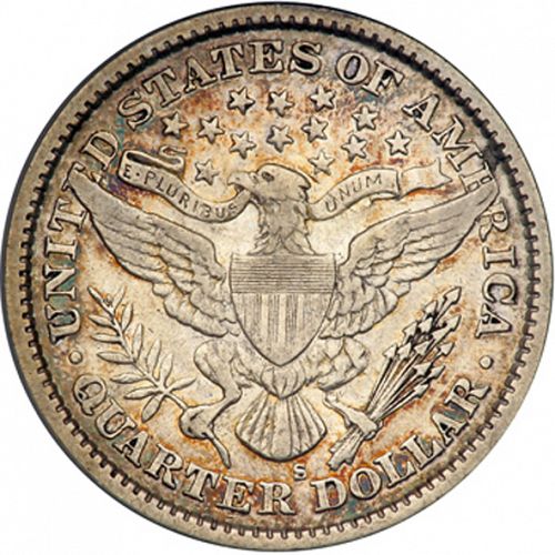 25 cent Reverse Image minted in UNITED STATES in 1896S (Barber)  - The Coin Database