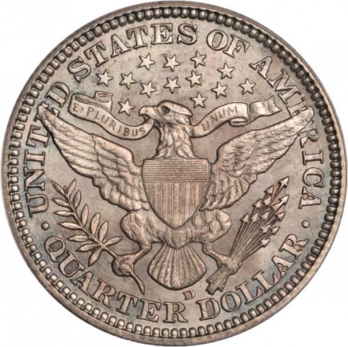 25 cent Reverse Image minted in UNITED STATES in 1906D (Barber)  - The Coin Database