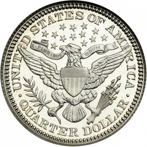 25 cent Reverse Image minted in UNITED STATES in 1907 (Barber)  - The Coin Database