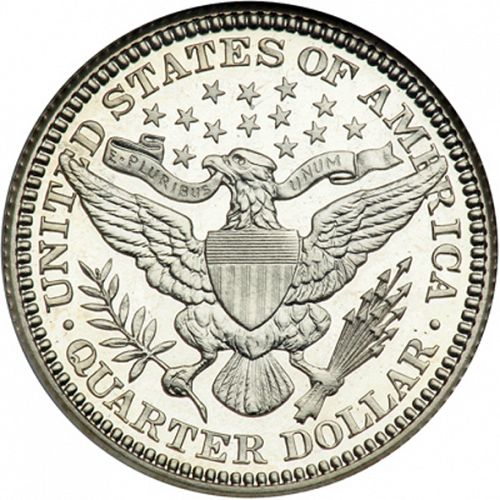 25 cent Reverse Image minted in UNITED STATES in 1907 (Barber)  - The Coin Database