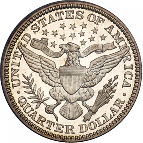 25 cent Reverse Image minted in UNITED STATES in 1909 (Barber)  - The Coin Database