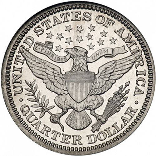 25 cent Reverse Image minted in UNITED STATES in 1911 (Barber)  - The Coin Database