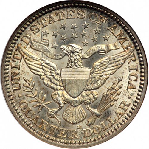 25 cent Reverse Image minted in UNITED STATES in 1914D (Barber)  - The Coin Database