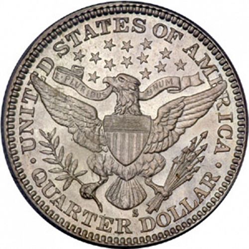 25 cent Reverse Image minted in UNITED STATES in 1915S (Barber)  - The Coin Database