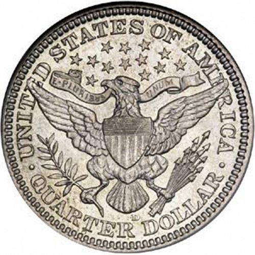25 cent Reverse Image minted in UNITED STATES in 1916D (Barber)  - The Coin Database