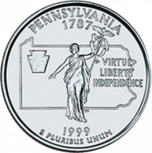25 cent Reverse Image minted in UNITED STATES in 1999D (Pennsylvania)  - The Coin Database