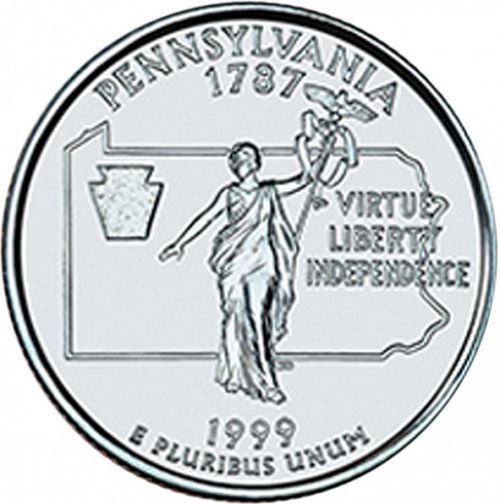 25 cent Reverse Image minted in UNITED STATES in 1999P (Pennsylvania)  - The Coin Database