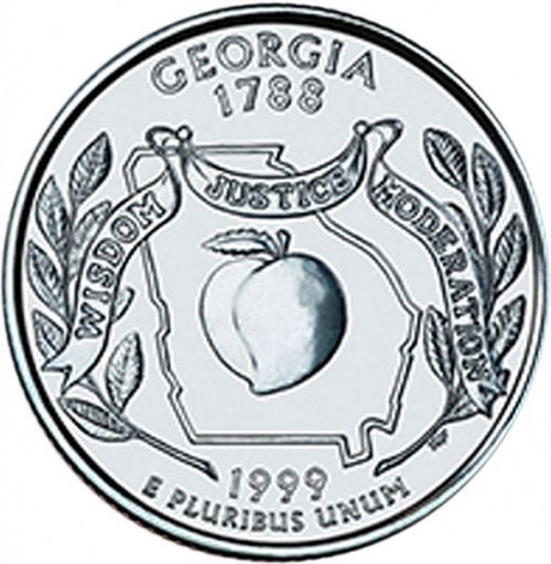 25 cent Reverse Image minted in UNITED STATES in 1999P (Georgia)  - The Coin Database