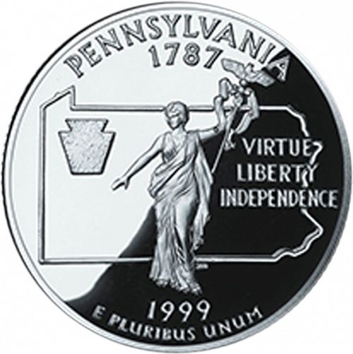 25 cent Reverse Image minted in UNITED STATES in 1999S (Pennsylvania)  - The Coin Database