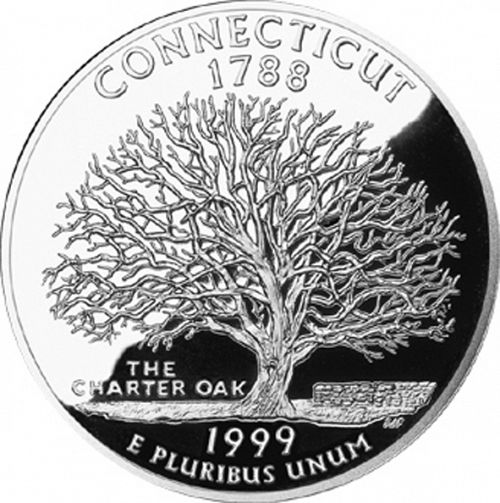 25 cent Reverse Image minted in UNITED STATES in 1999S (Connecticut)  - The Coin Database