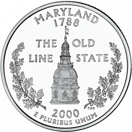 25 cent Reverse Image minted in UNITED STATES in 2000P (Maryland)  - The Coin Database