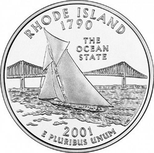25 cent Reverse Image minted in UNITED STATES in 2001D (Rhode Island)  - The Coin Database