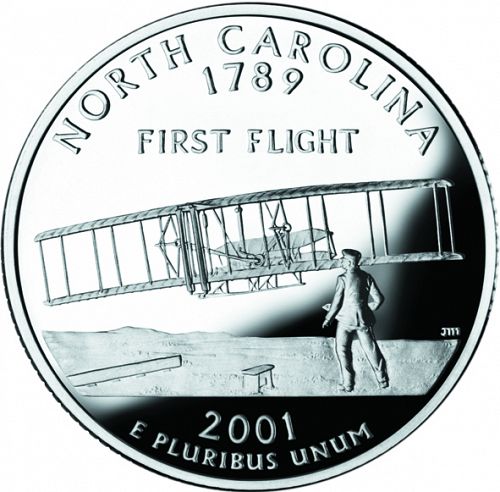 25 cent Reverse Image minted in UNITED STATES in 2001S (North Carolina)  - The Coin Database