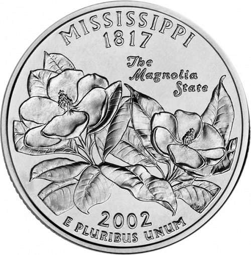 25 cent Reverse Image minted in UNITED STATES in 2002P (Mississippi)  - The Coin Database