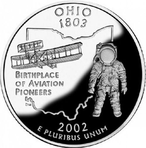 25 cent Reverse Image minted in UNITED STATES in 2002S (Ohio)  - The Coin Database