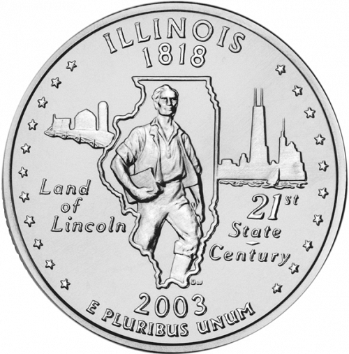 25 cent Reverse Image minted in UNITED STATES in 2003D (Illinois)  - The Coin Database