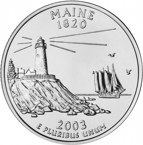 25 cent Reverse Image minted in UNITED STATES in 2003D (Maine)  - The Coin Database