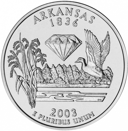 25 cent Reverse Image minted in UNITED STATES in 2003D (Arkansas)  - The Coin Database
