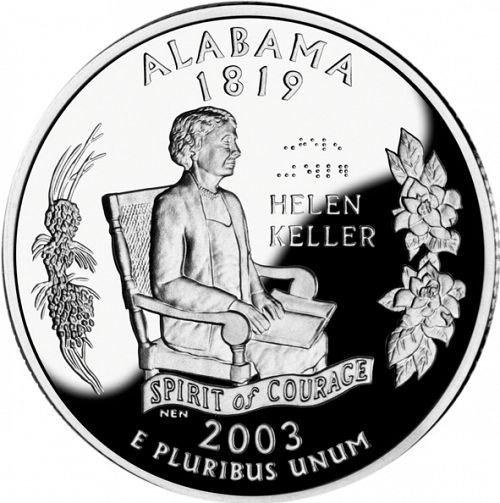 25 cent Reverse Image minted in UNITED STATES in 2003S (Alabama)  - The Coin Database