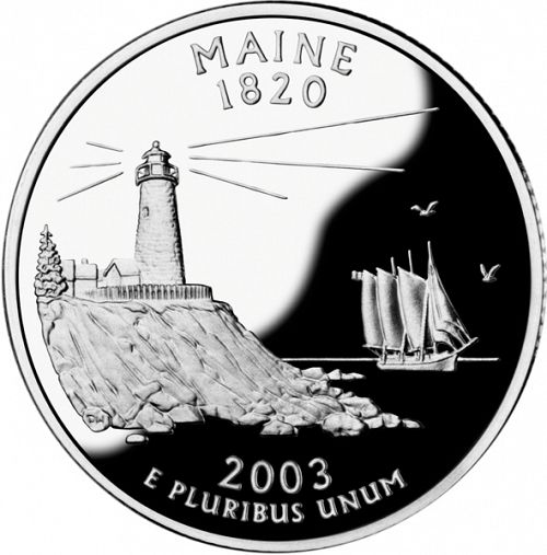 25 cent Reverse Image minted in UNITED STATES in 2003S (Maine)  - The Coin Database
