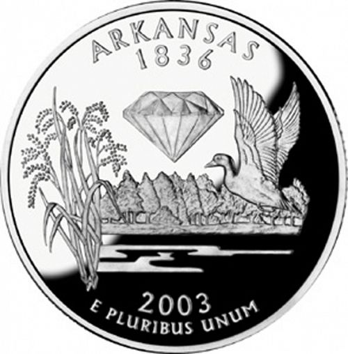 25 cent Reverse Image minted in UNITED STATES in 2003S (Arkansas)  - The Coin Database