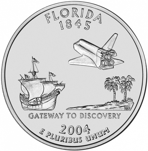 25 cent Reverse Image minted in UNITED STATES in 2004D (Florida)  - The Coin Database