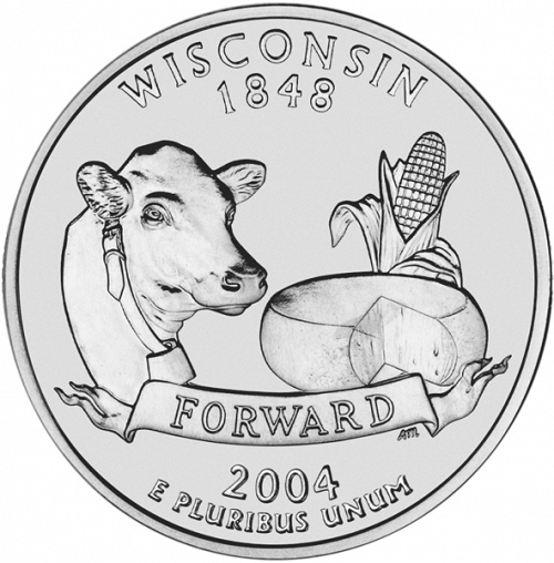 25 cent Reverse Image minted in UNITED STATES in 2004D (Wisconsin)  - The Coin Database