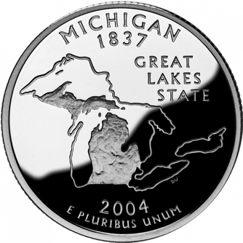 25 cent Reverse Image minted in UNITED STATES in 2004S (Michigan)  - The Coin Database