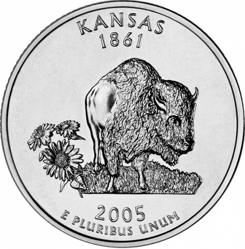 25 cent Reverse Image minted in UNITED STATES in 2005D (Kansas)  - The Coin Database