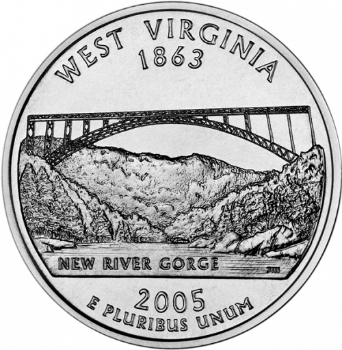 25 cent Reverse Image minted in UNITED STATES in 2005D (West Virginia)  - The Coin Database