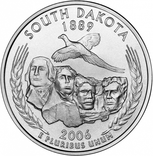 25 cent Reverse Image minted in UNITED STATES in 2006P (South Dakota)  - The Coin Database