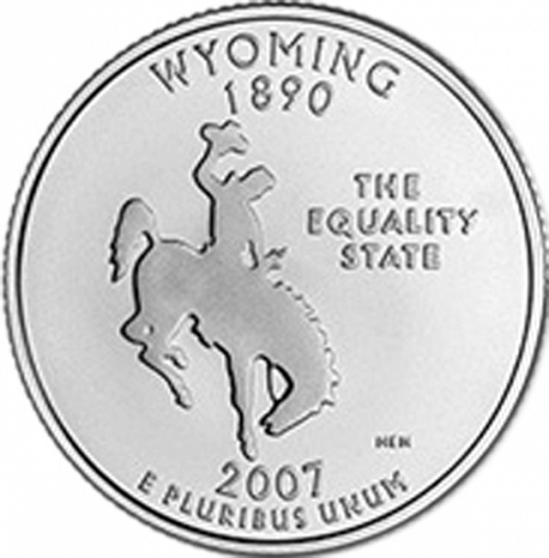 25 cent Reverse Image minted in UNITED STATES in 2007D (Wyoming)  - The Coin Database