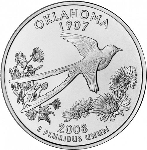 25 cent Reverse Image minted in UNITED STATES in 2008D (Oklahoma)  - The Coin Database