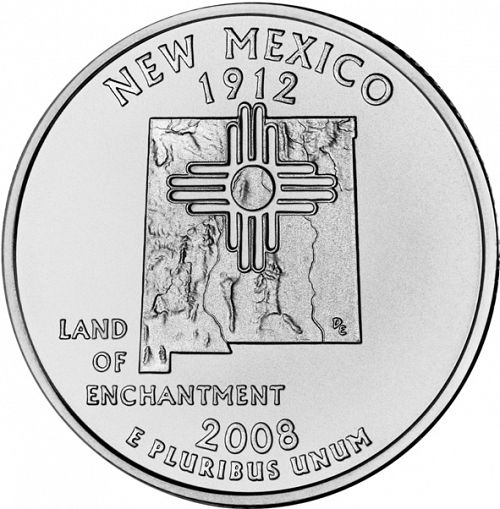 25 cent Reverse Image minted in UNITED STATES in 2008D (New Mexico)  - The Coin Database