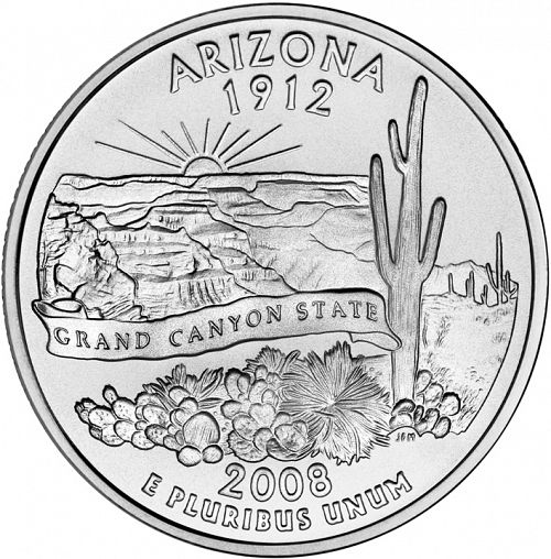 25 cent Reverse Image minted in UNITED STATES in 2008D (Arizona)  - The Coin Database