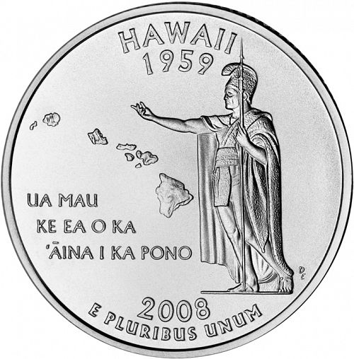 25 cent Reverse Image minted in UNITED STATES in 2008D (Hawaii)  - The Coin Database