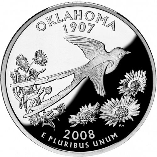 25 cent Reverse Image minted in UNITED STATES in 2008S (Oklahoma)  - The Coin Database