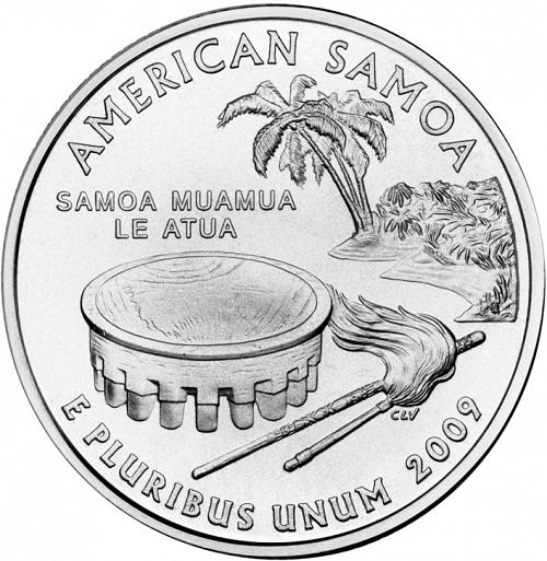 25 cent Reverse Image minted in UNITED STATES in 2009P (American Samoa)  - The Coin Database