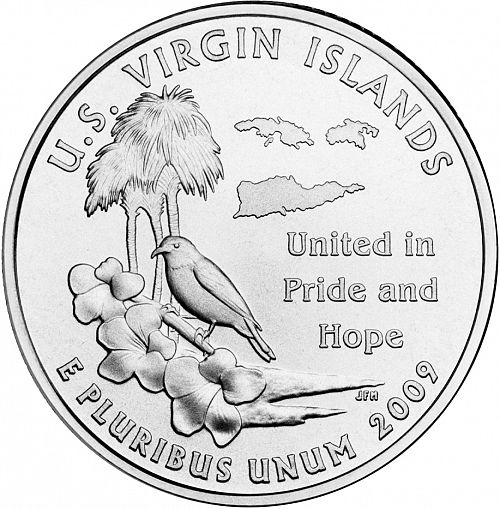 25 cent Reverse Image minted in UNITED STATES in 2009P (U.S. Virgin Islands)  - The Coin Database