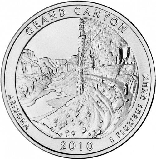 25 cent Reverse Image minted in UNITED STATES in 2010D (Grand Canyon National Park)  - The Coin Database