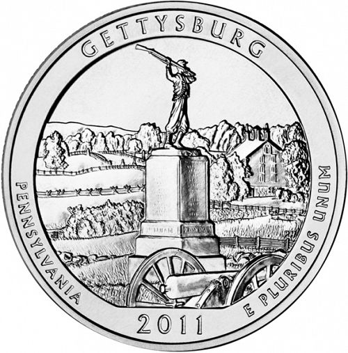 25 cent Reverse Image minted in UNITED STATES in 2011D (Gettysburg National Military Park)  - The Coin Database