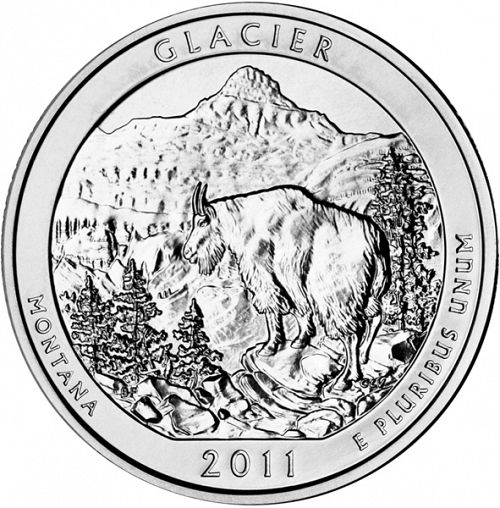 25 cent Reverse Image minted in UNITED STATES in 2011D (Glacier National Park)  - The Coin Database