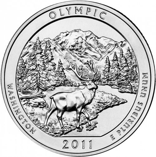 25 cent Reverse Image minted in UNITED STATES in 2011D (Olympic National Park)  - The Coin Database