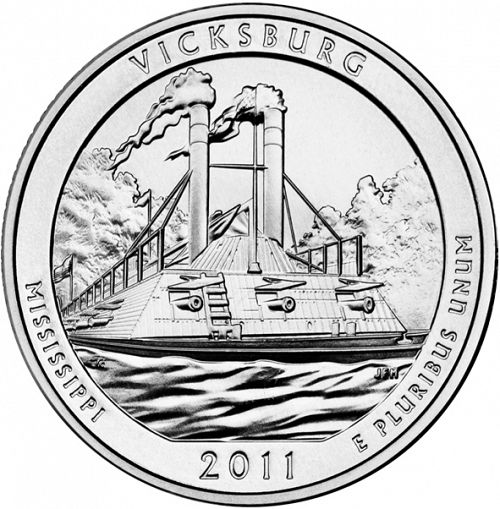 25 cent Reverse Image minted in UNITED STATES in 2011D (Vicksburg National Military Park)  - The Coin Database