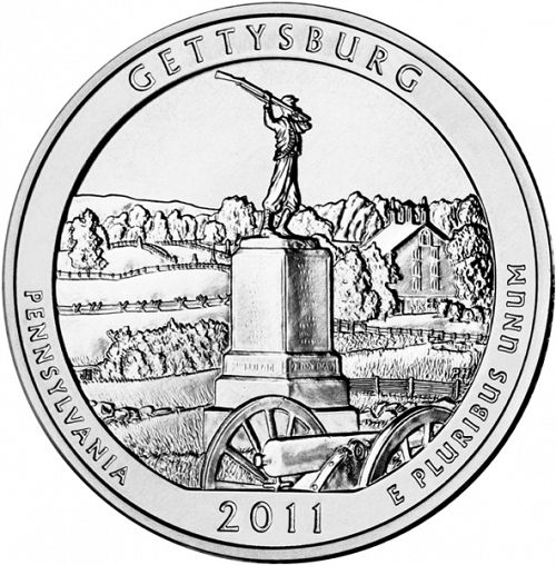 25 cent Reverse Image minted in UNITED STATES in 2011P (Gettysburg National Military Park)  - The Coin Database