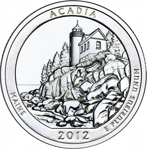 25 cent Reverse Image minted in UNITED STATES in 2012D (Acadia National Park)  - The Coin Database